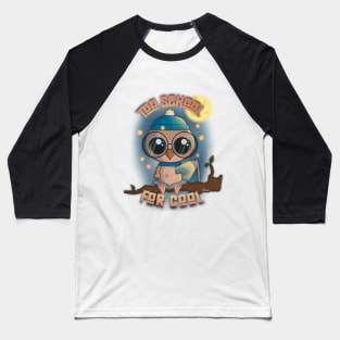 Too School for Cool Cute Owl Reading a Book at Night Baseball T-Shirt